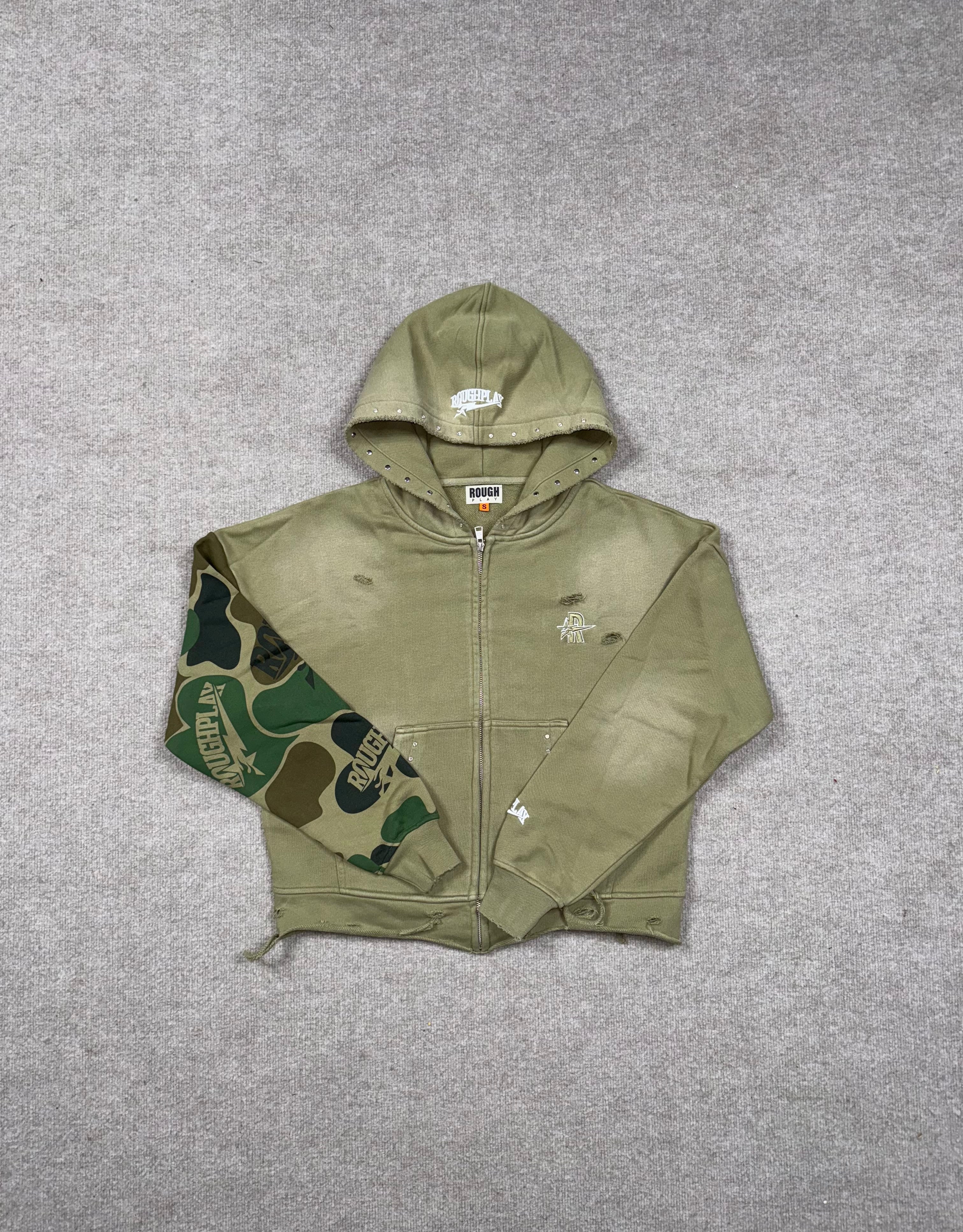 RoughPlay🩹Camo Sleeve Hoodie (GREEN)