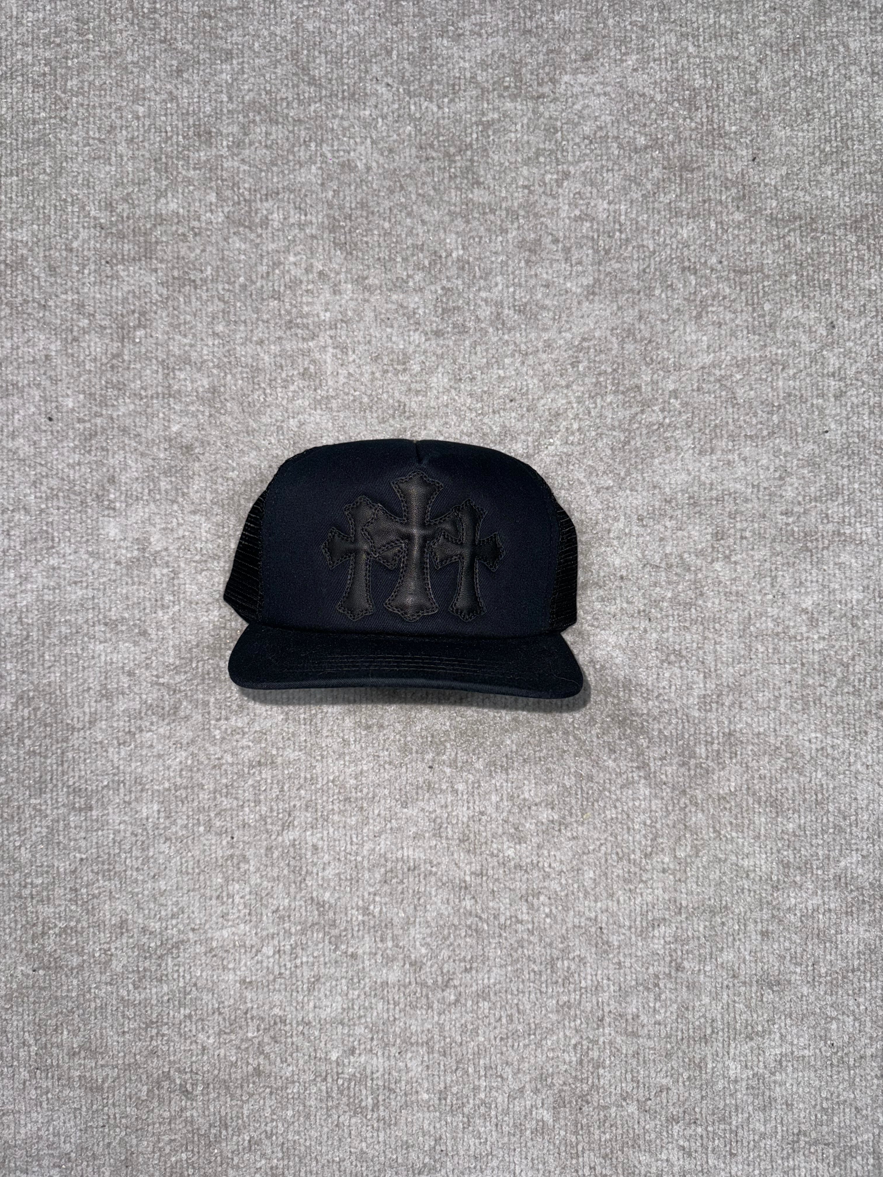 Chrome heart trucker hat Triple black cross