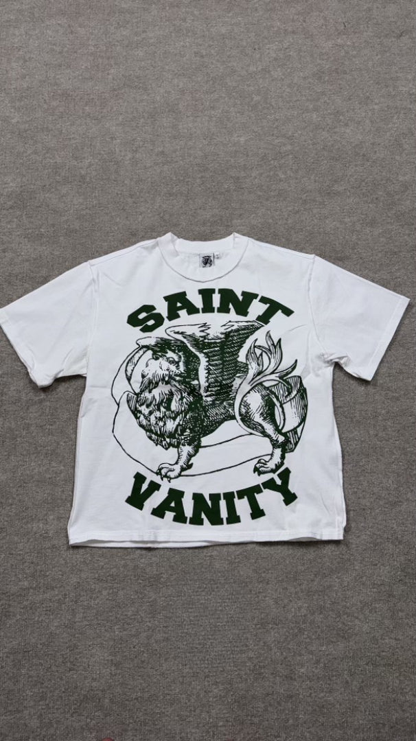 Saint vanity T shirt (white/green)