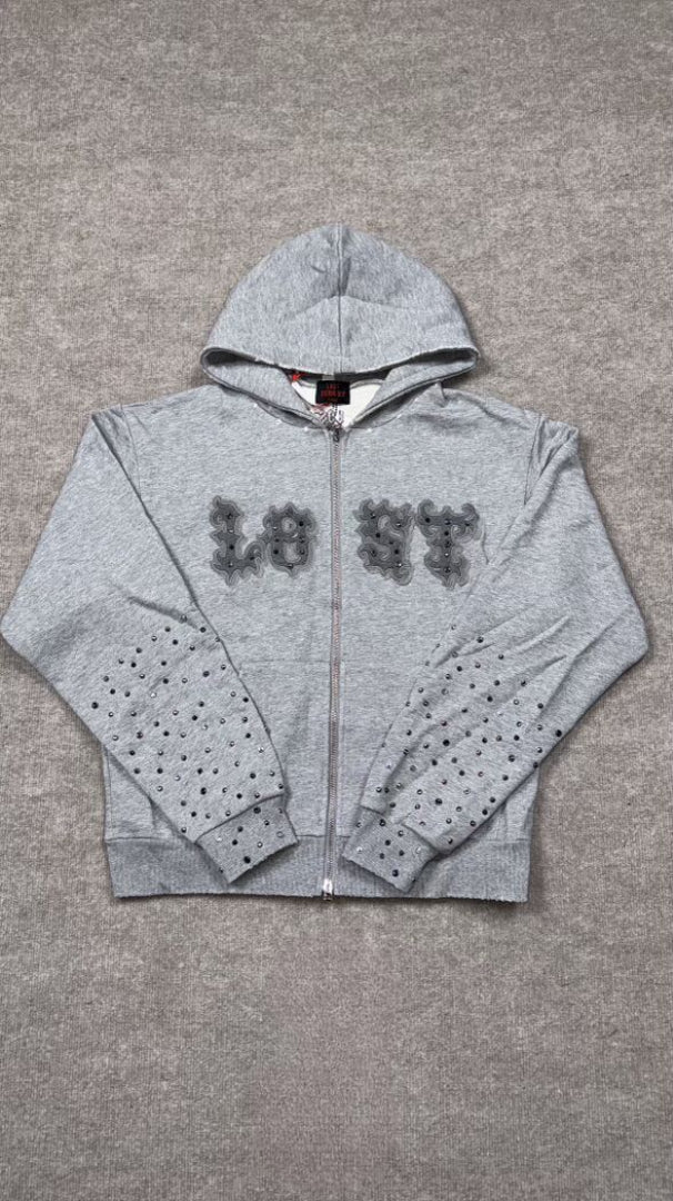 Lost Intricacy Grey Patch 2.0 Zip Up Hoodie Gray