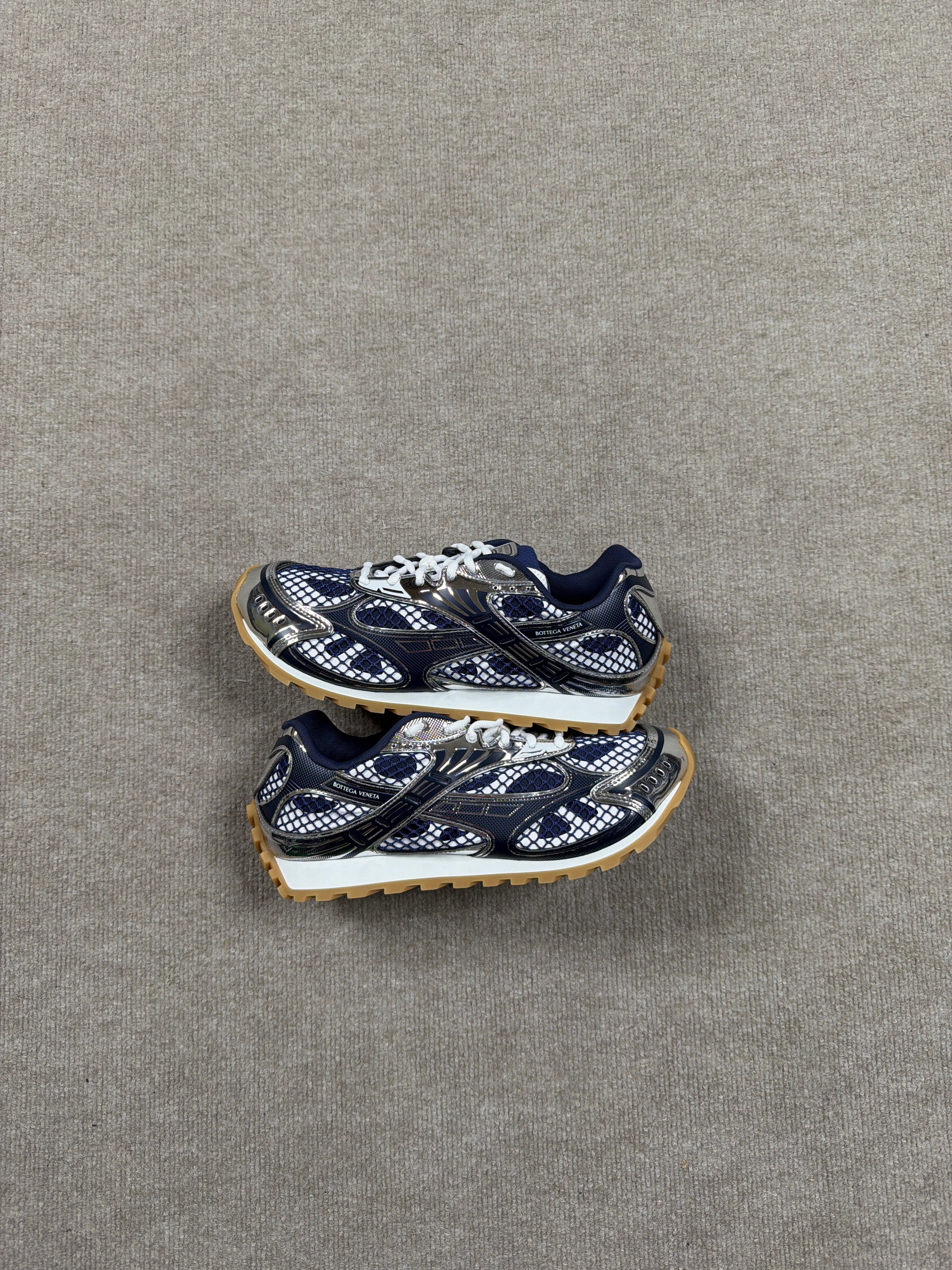Bottega Veneta 'Orbit' Blue & Silver Sneakers