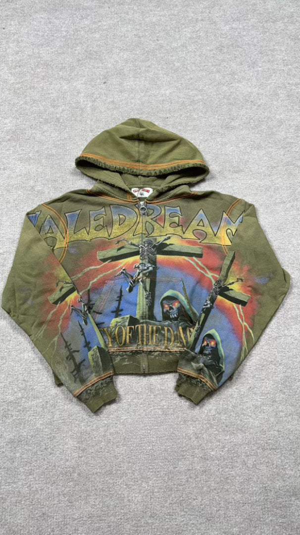 Valley Dream Olive zip up hoodie