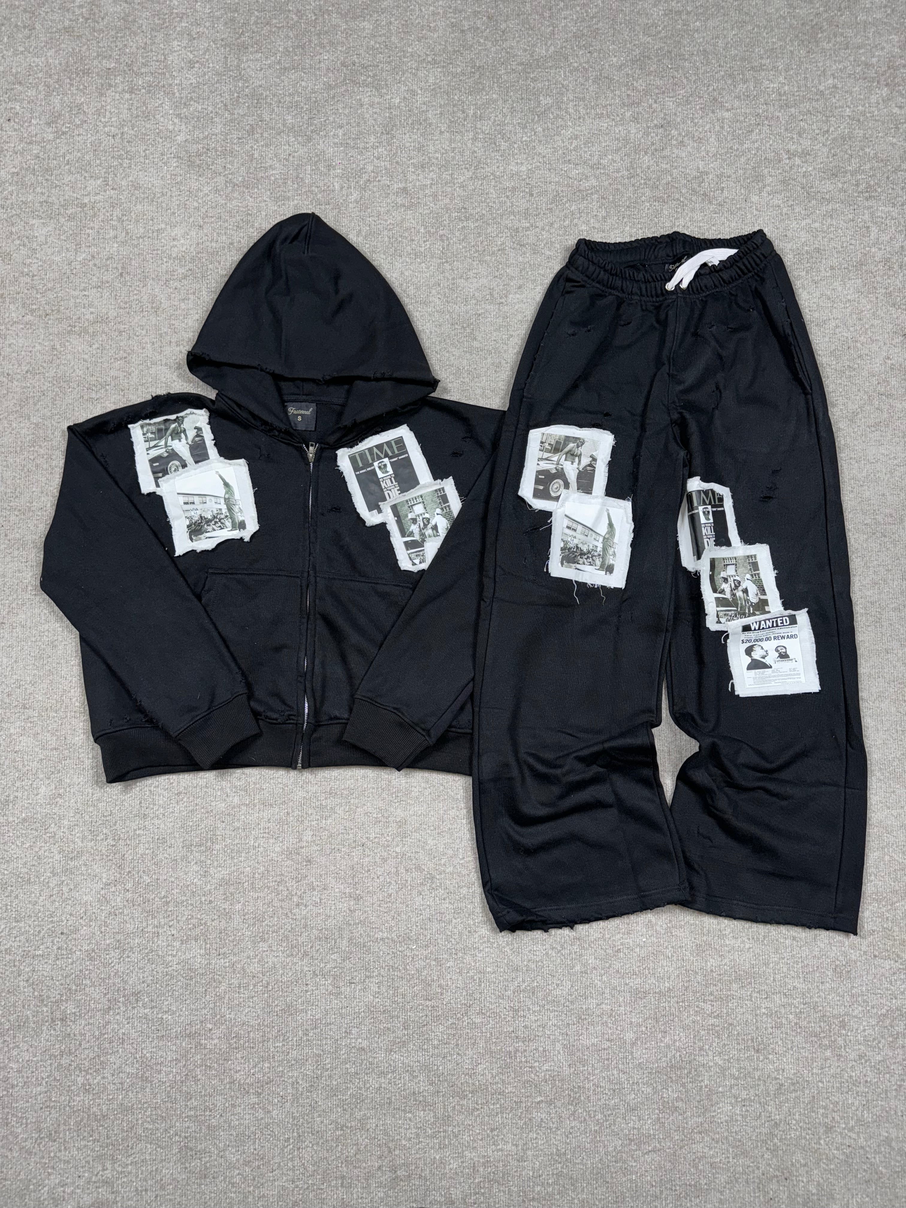 Fraternal Desires 'WATTBA' Black Zip Up Sweatsuit
