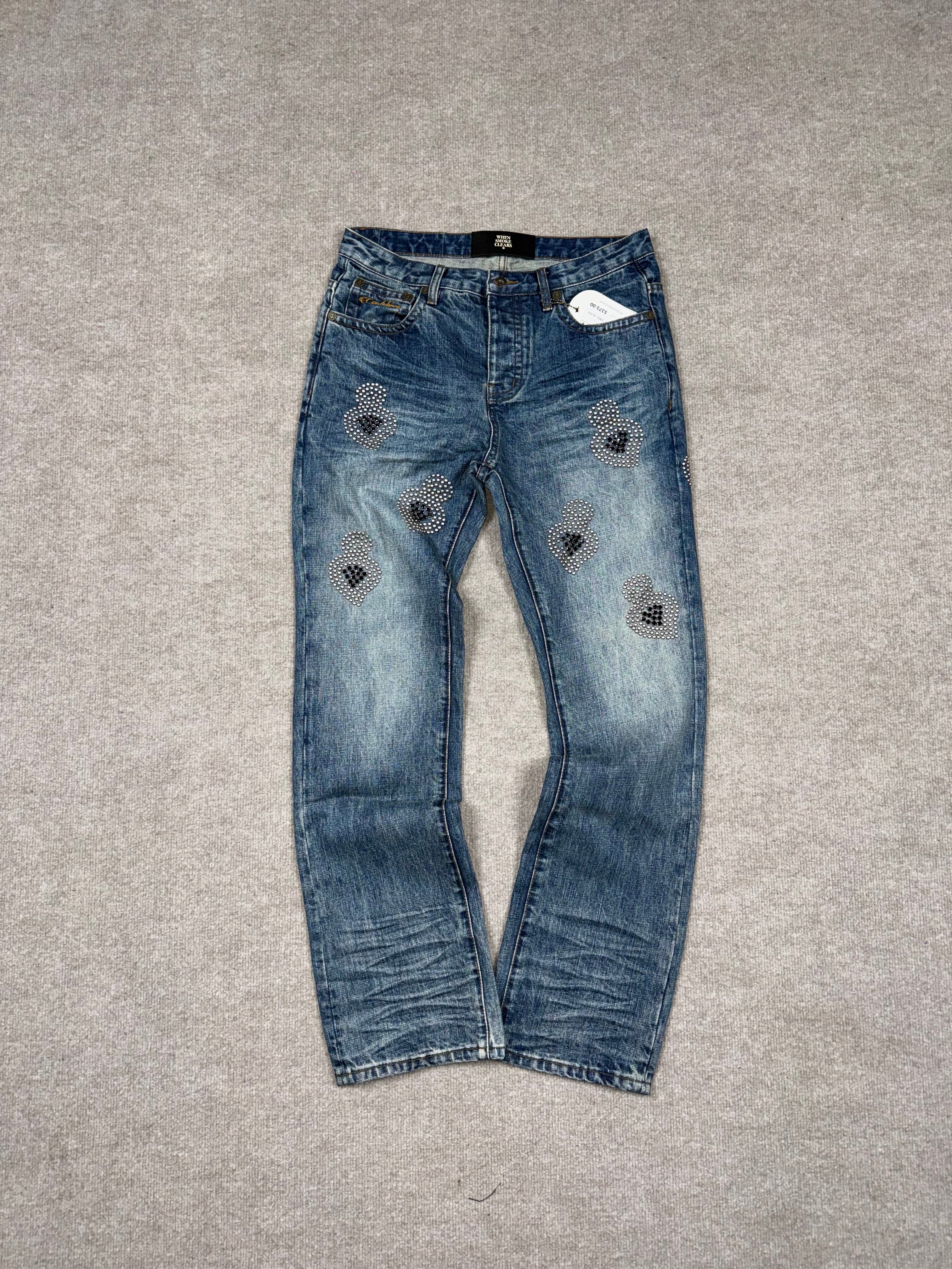 When Smoke Clears Jeans Indigo Med/ Steel Red