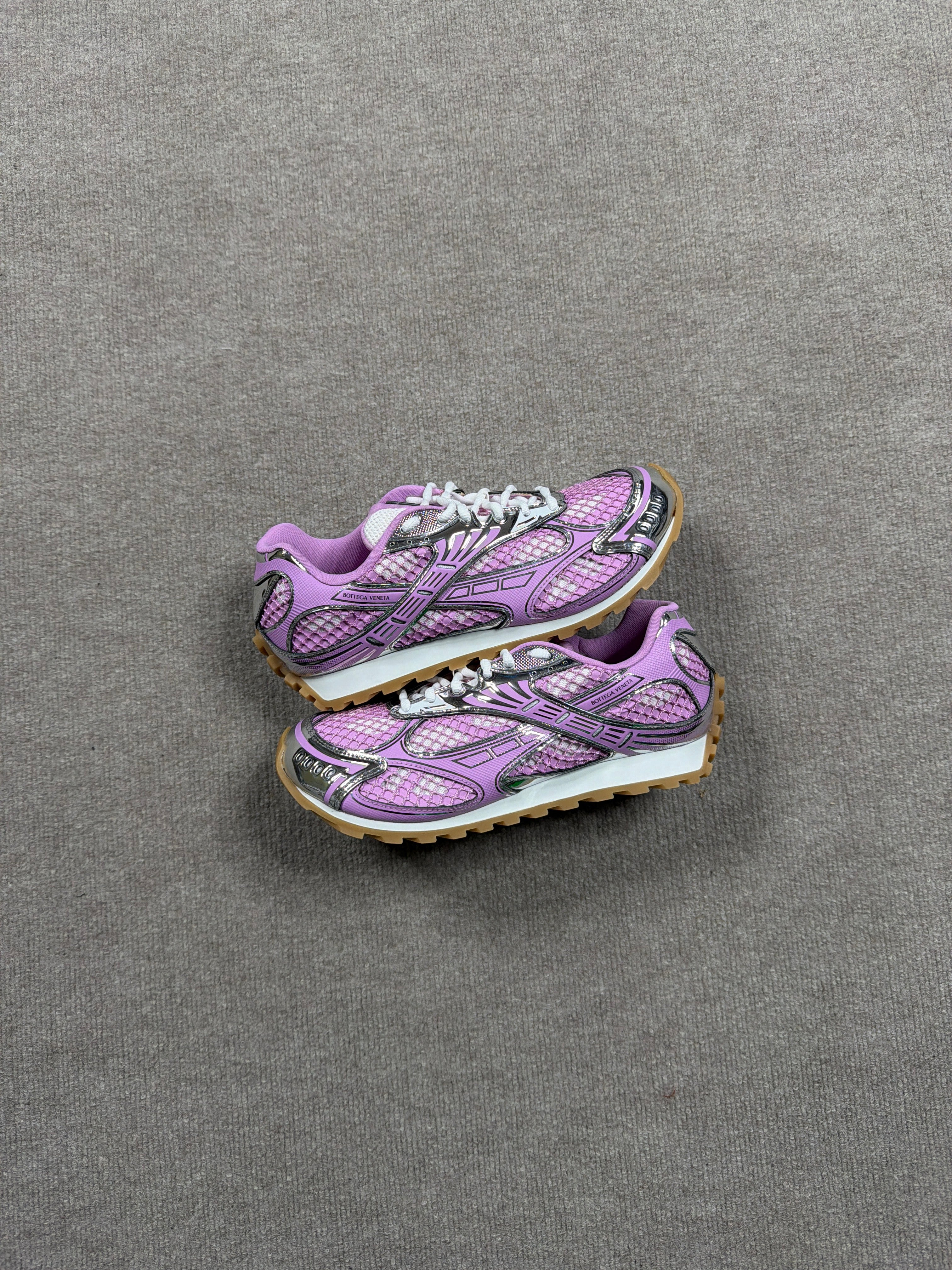 Bottega Veneta 'Orbit' Pink & Silver Sneakers