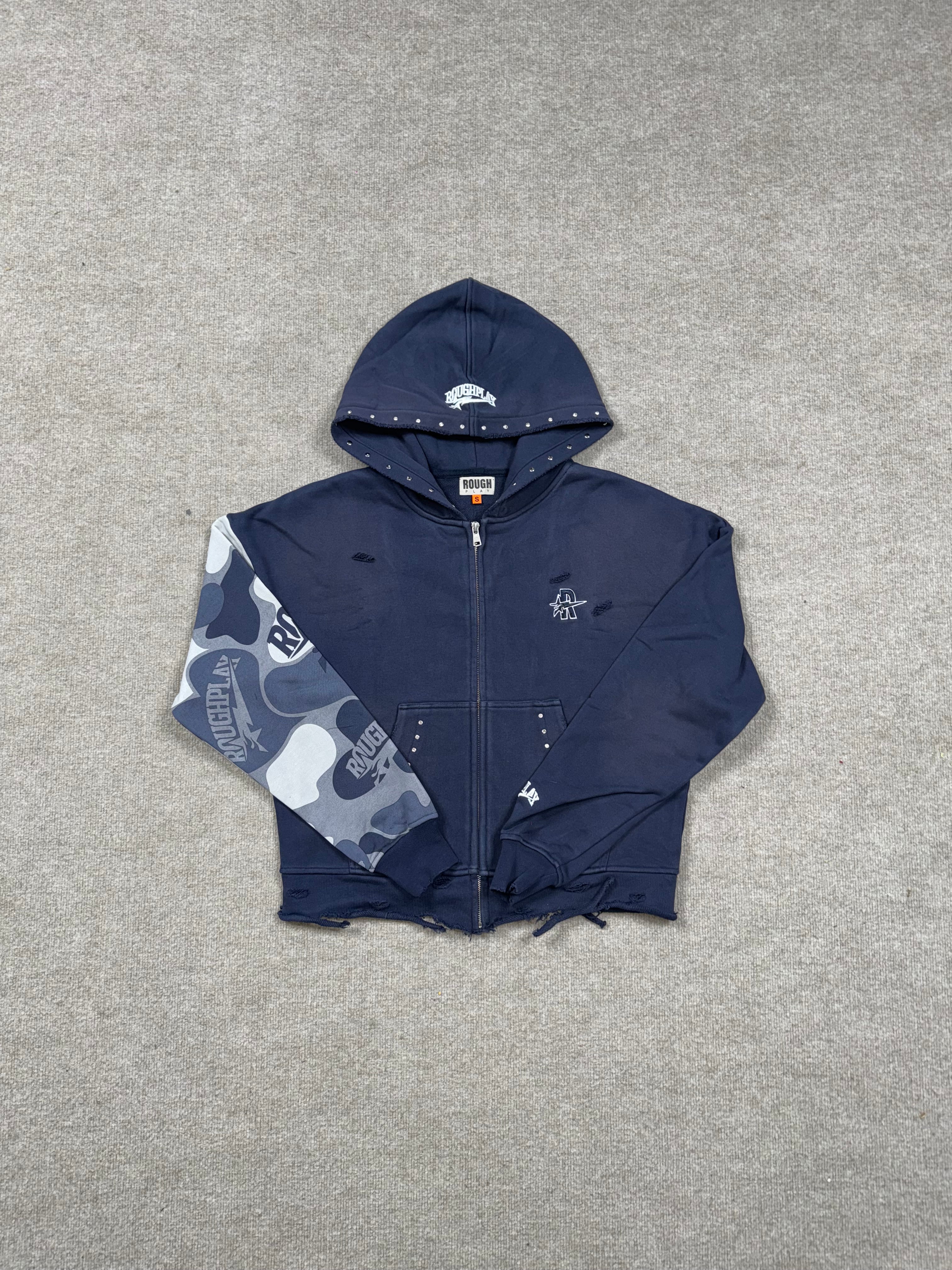 RoughPlay🩹Camo Sleeve Hoodie (blue)