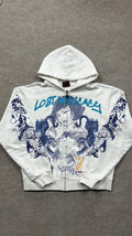 Lost intricacy Cream Twin Tiger Zip Up