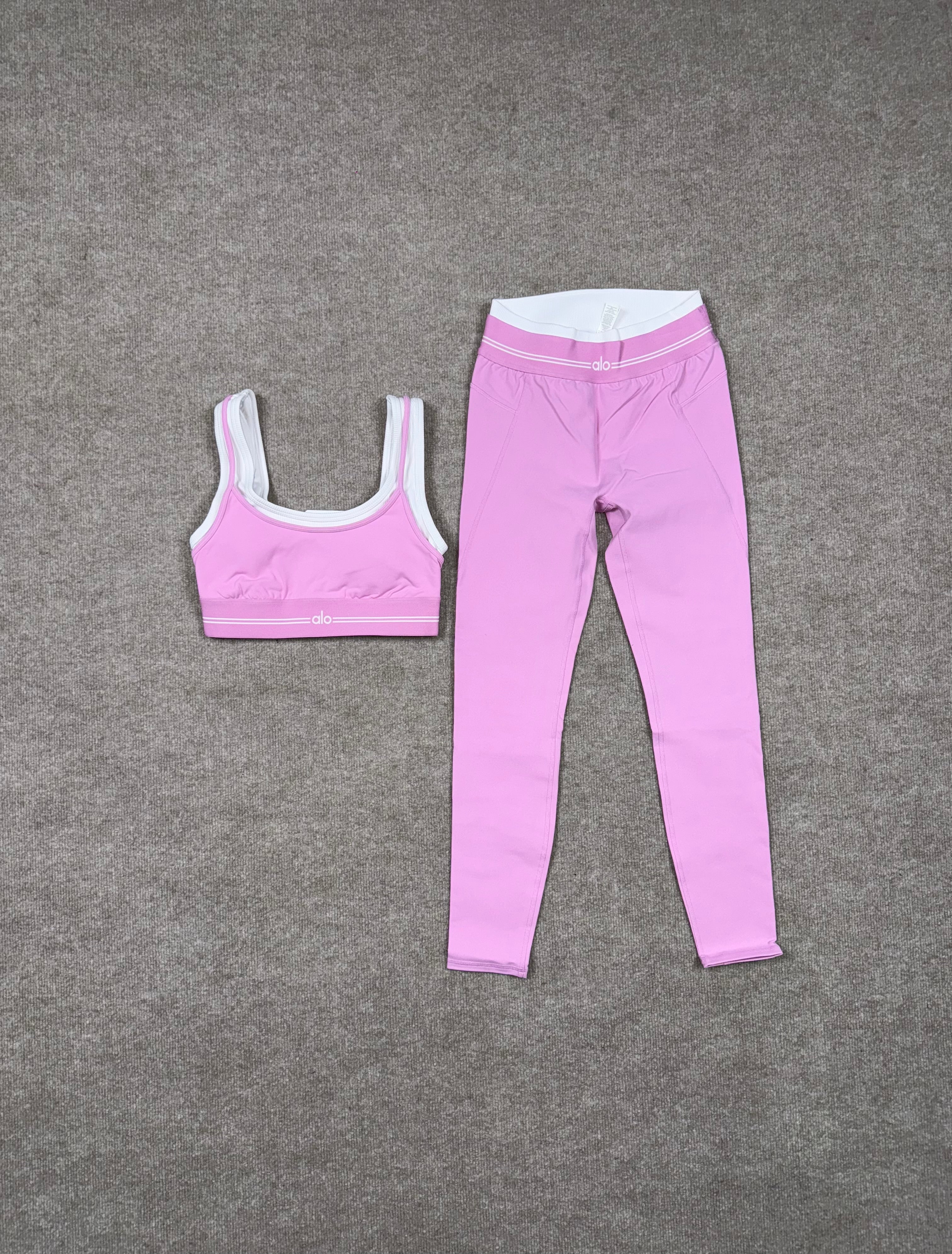 Alo Airbrush High-Waist 7/8 Better Together Set (Pink)