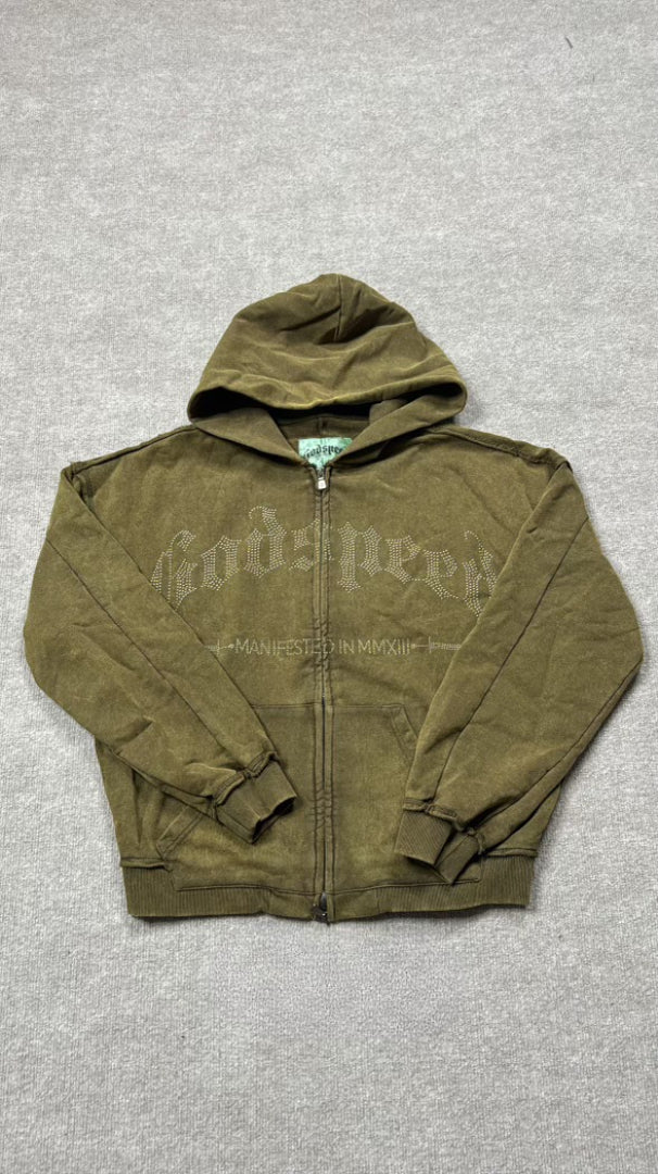 Godspeed dark green Zip up Hoodie