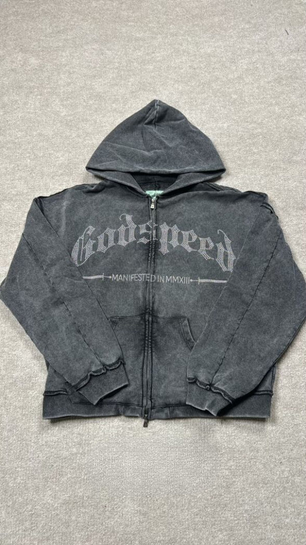 Godspeed Zip up grey hoodie