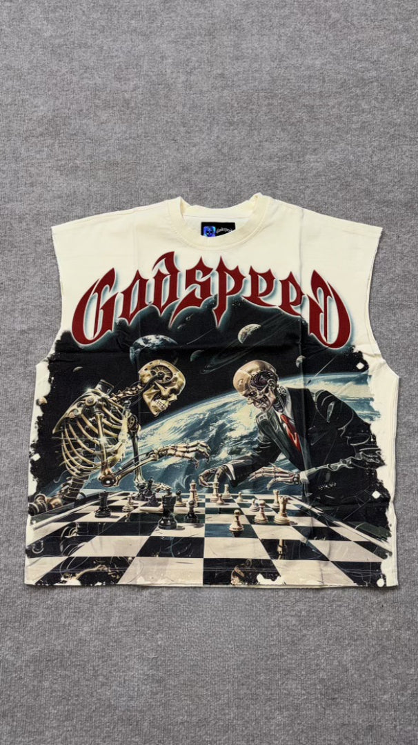 Godspeed chess sleeveless tee