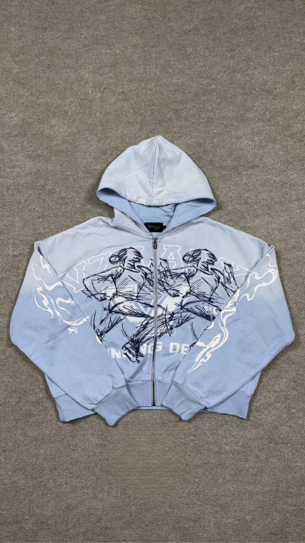 Visionary club "SANDSTORM BLUE" BOXY OVERSIZED ZIP UP JACKET