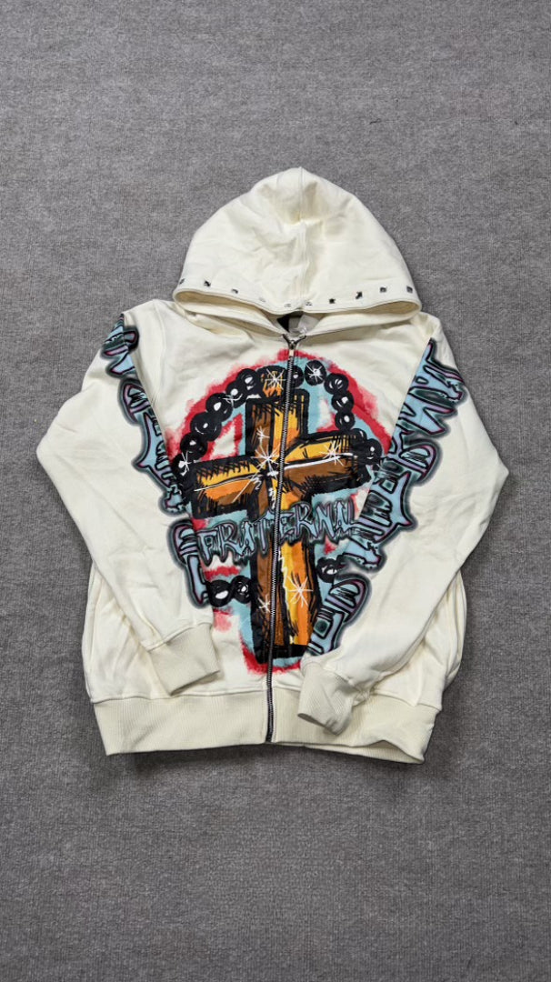 Fraternal Cross zip up hoodie