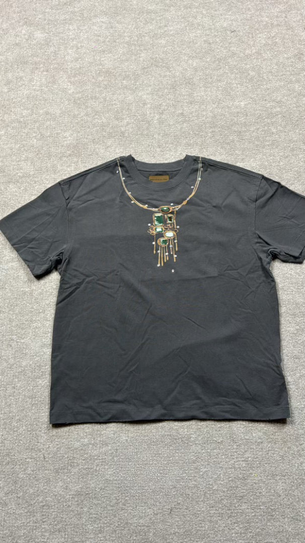Birth Of A Royal Child Tee Necklace Print Dark Grey
