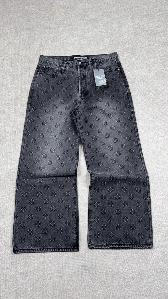 LOSTSHDWS Embossed Denim Black Jeans