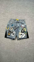 Godspeed Patchwork Denim Shorts Light Wash