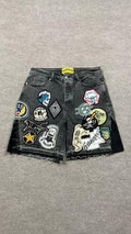 Godspeed Patchwork Denim Shorts Grey