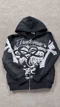 Fraternal zip up hoodie black