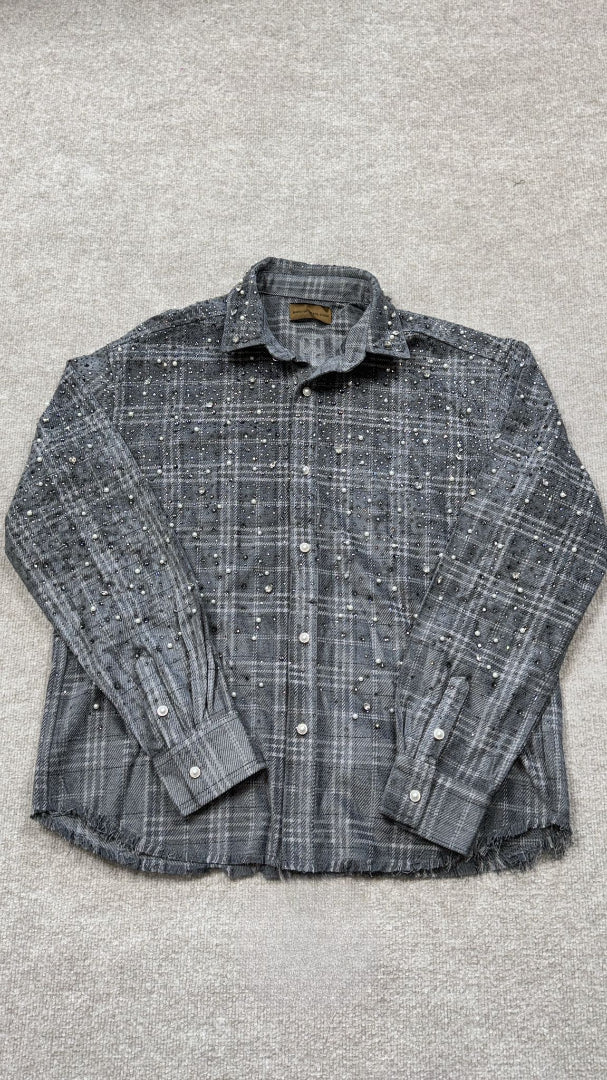 BIRTH OF ROYAL CHILD
rhinestone-embellished "Grey" shirt