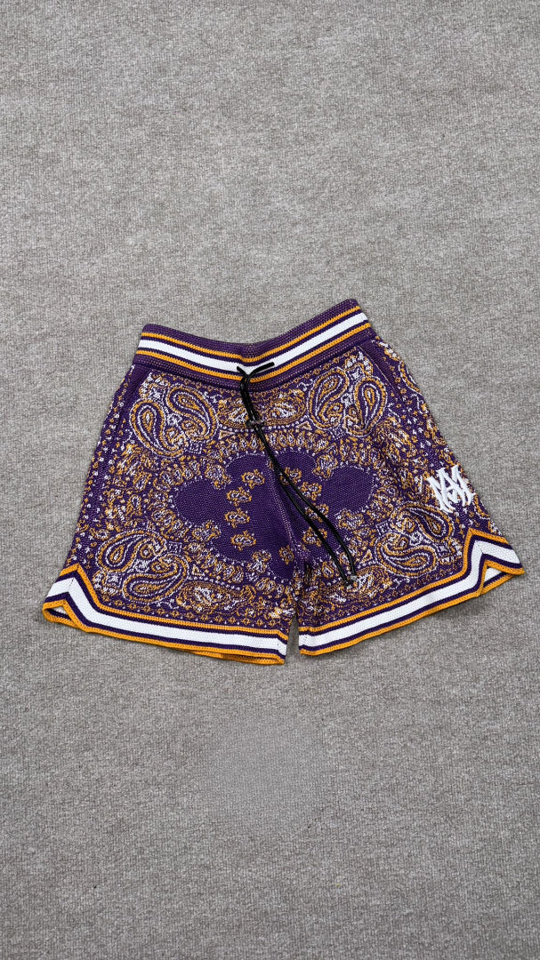 Amiri Shorts B-Ball Bandana Purple Yellow