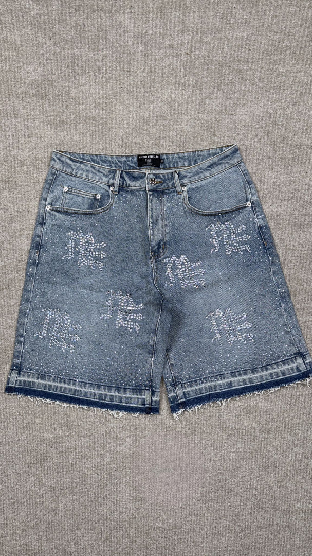 Mixed Emotion ME Rhinestone Blue Shorts